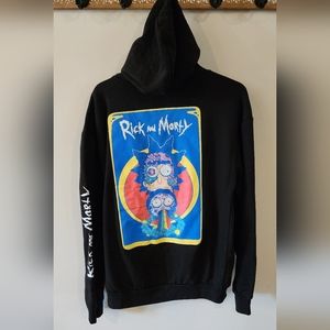 RICK AND MORTY Hoodie Sweatshirt Adult Swim Mens Size M NWOT Black Retro Grunge